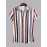 Men's Mixed Vertical Striped Button Up Short Sleeves Summer Beach Shirt